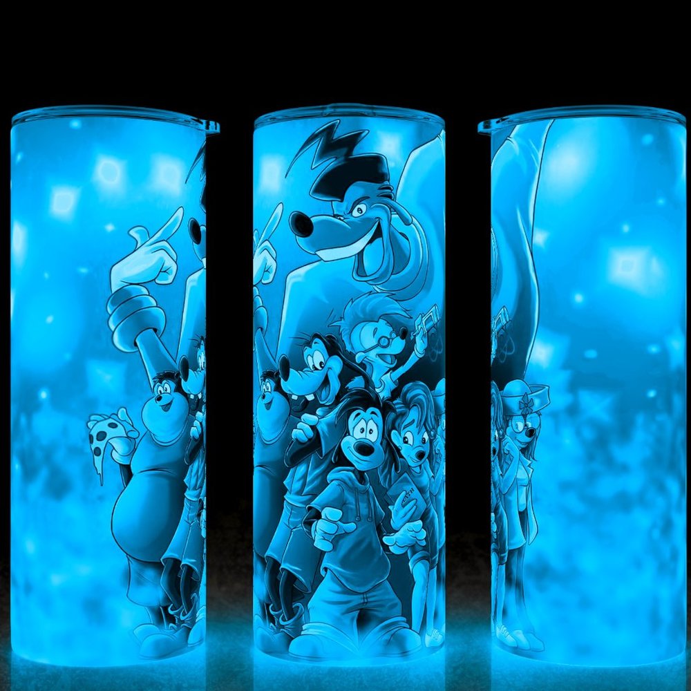 Glow in Dark Goofy Movie Powerline Roxanne and Max 90s Cartoon Cup Mug Tumbler